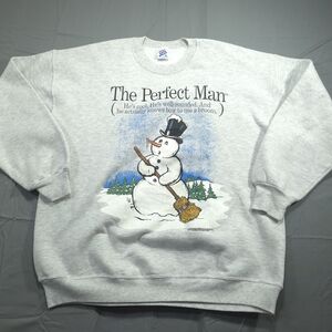Vintage 90s Sweathsirt Jerzees Super Sweats Snowman Perfect Man Funny Gift
